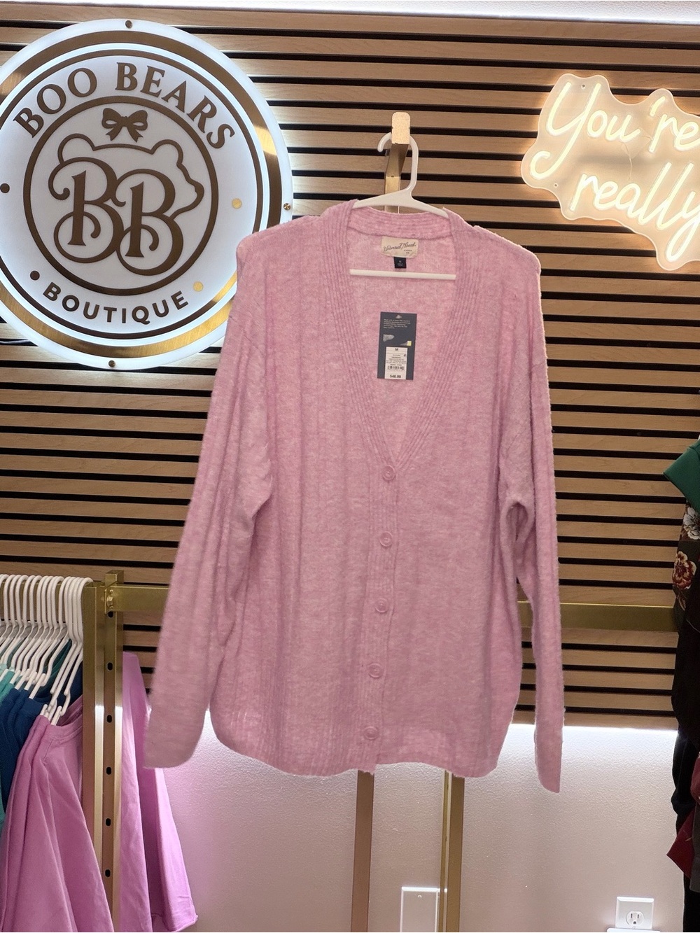 Universal Thread Pink Button-Front V-Neck Cardigan - Picture 2 of 5